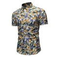 thumbnail image 4 of LSLJS Mens Casual Cardigan à Manches Courtes Col Rabattu T-Shirt Blouse Tops, 4 of 5