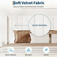 thumbnail image 4 of Full Size Velvet Bed Frame/Vertical Channel Tufted Wingback Headboard/Upholstered Platform Bed/Wood Slats/No Box Spring Needed/Easy Assembly/Beige, 4 of 9