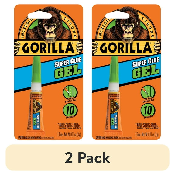 (2 pack) Gorilla Clear Super Glue Gel, 3 Gram Tube
