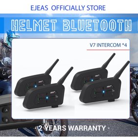 EJEAS 4PC V7 Motorcycle Helmet Bluetooth Intercom, Upgraded 2 Riders 1200M Helmet Bluetooth Headset Wireless Communication System