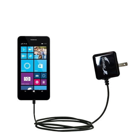 Gomadic Intelligent Compact AC Home Wall Charger suitable for the Nokia Lumia 635 - High output power with a convenient, foldable plug design - Uses T
