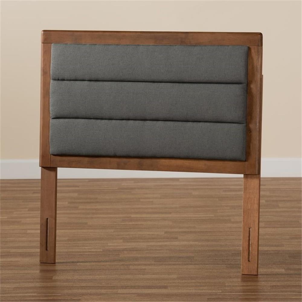 Baxton Studio Dexter Modern and Contemporary Dark Grey Fabric  and Walnut Brown Finished  Twin Size Headboard,Wholesale