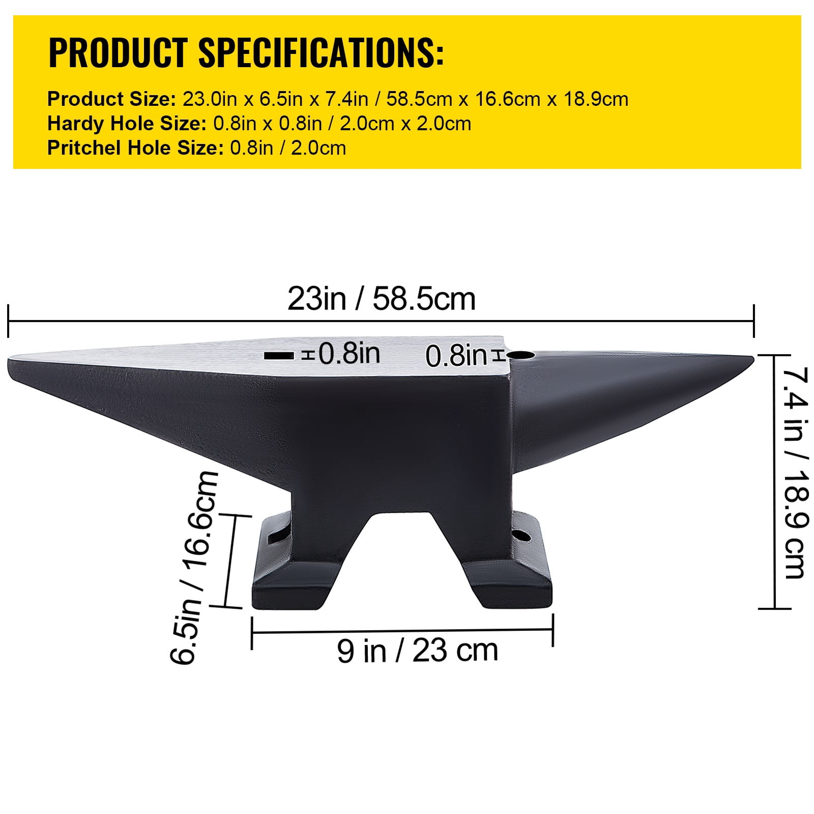 BENTISM Blacksmith Anvil Steel Round Horn Anvil 110lb 50kg 2 Holes for Metal Work