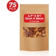 thumbnail image 2 of 75pcs Kraft Stand Up Pouches, Zip Lock Stand Up Bags with Clear Window, Reusable, Heat-Sealable for Home or Business - 4.7 x 8 inches, 6oz, 2 of 5