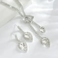 thumbnail image 4 of Sparkling Bridal Wedding Jewelry for Women Set Crystal Y-Necklace Tassel Necklace Rhinestone Teardrop Dangle Drop Earrings Brides Bridesmaids Weddings Party Prom Jewelry, 4 of 6