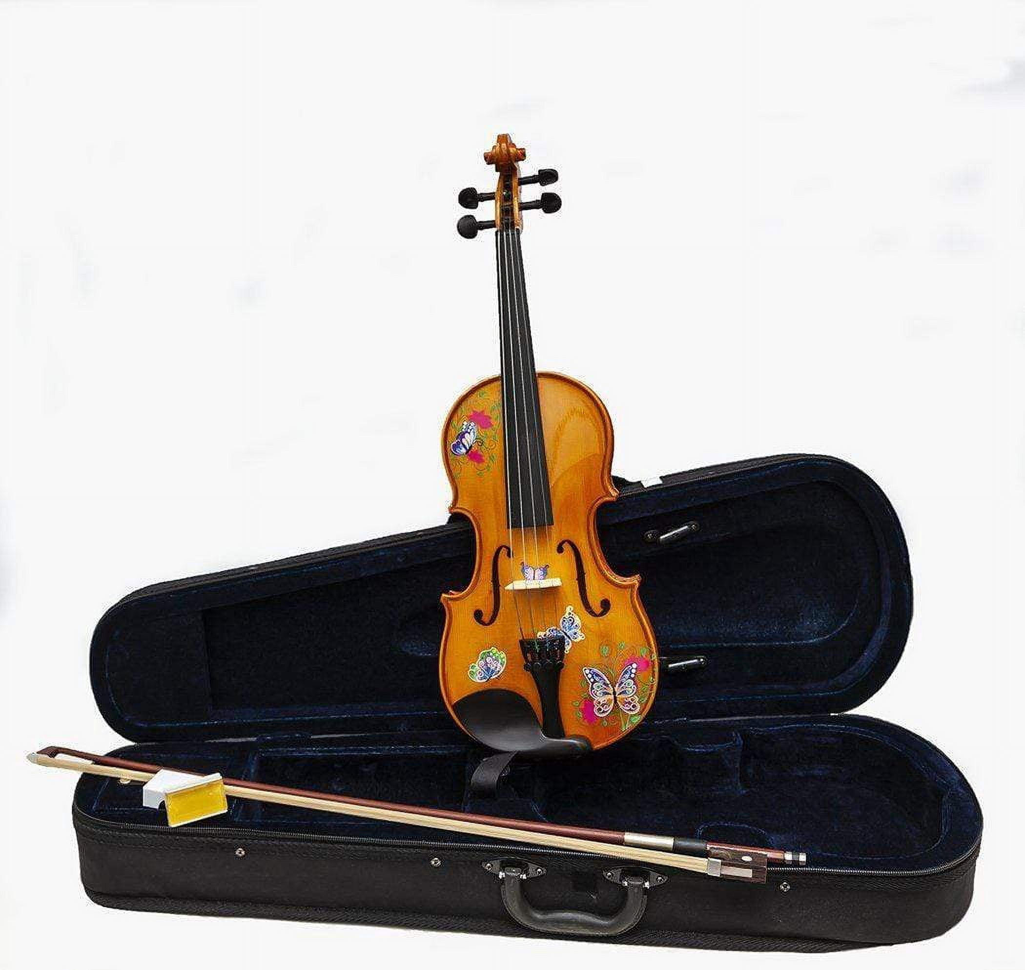 Rozanna's Violins Butterfly Dream II Violin w/ Greco w/ Brazilwood Bow, Case, Crystal Fine Tuners, Rosin, Strings, Set-Up