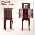 thumbnail image 3 of Costway Jewelry Cabinet with Mirror Armoire Storage Chest Stand Organizer Christmas Brown, 3 of 10