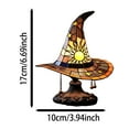 thumbnail image 3 of Witch Hat Lamp Stained Glass Style, Gothic LED Resin Table Light for Halloween Decor Bedside Night Light and Fantasy Gift, 3 of 7