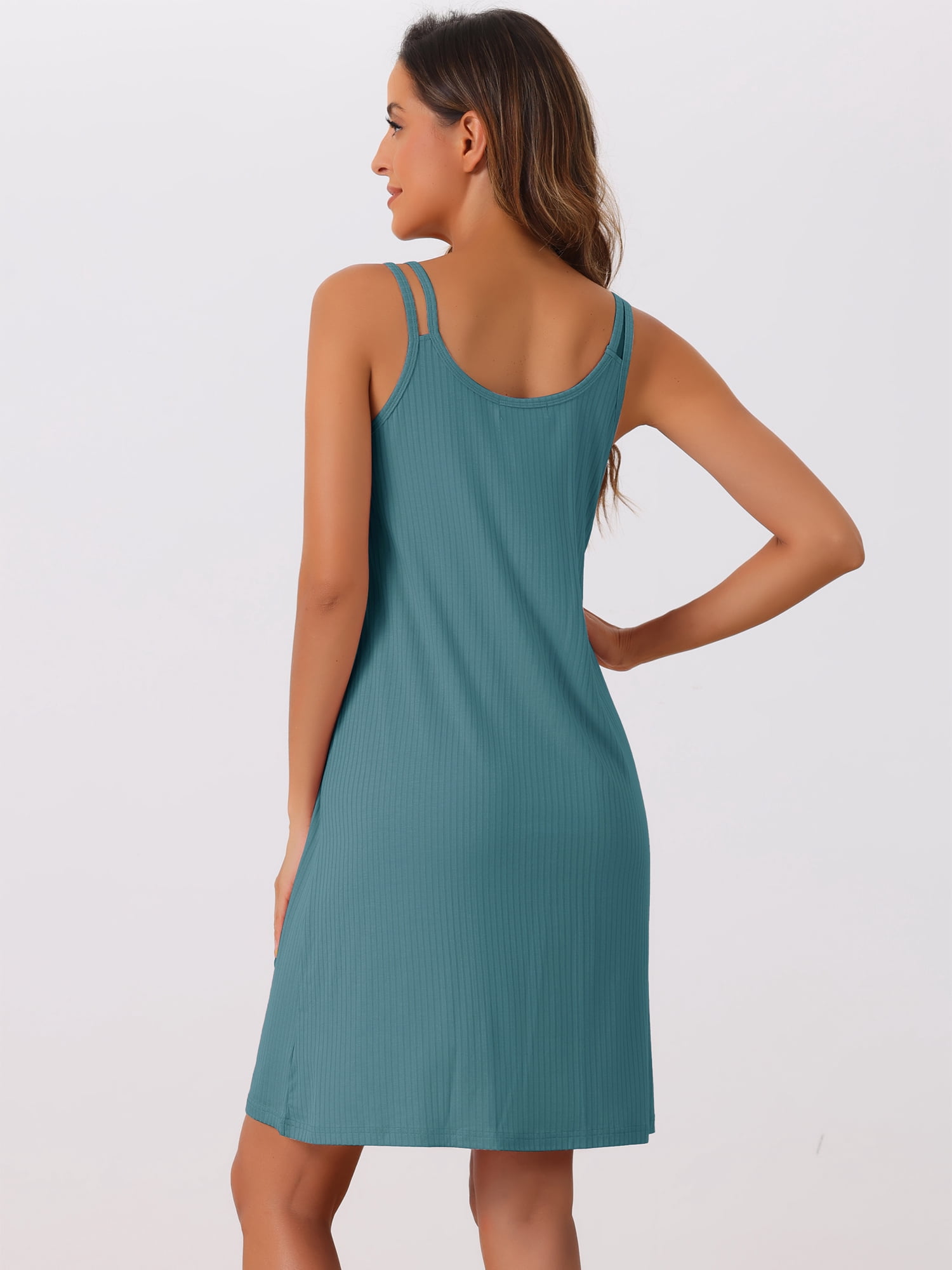 DARING DIVA Women's Sleeveless Modal Spaghetti Strap Chemise Nightgowns XS Lake Green