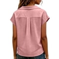 thumbnail image 6 of ATOYSOY Ladies Notch Collar Cap Sleeve Full Placket Tops Short Sleeve Crinkle Woven Casual Blouses Breathable Soft Oversized Fashion Shirts Versatile Wear For Weekend Home Working Daily Styling, 6 of 6