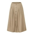 thumbnail image 3 of Women's Casual Pocket A-Line Mid-Length Skirt - High Waisted Loose Fit Skirt with Side Pockets for Work, School, and Everyday Comfort,Coffee S, 3 of 4