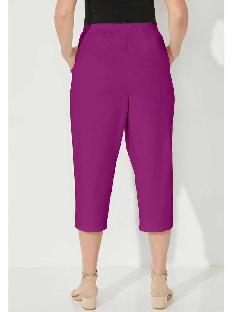 Catherines Women's Plus Size Suprema Elastic Waist Capri Pant