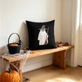 thumbnail image 6 of Halloween Ghost Witch Broom Throw Pillow, Cute Ghost with Wizard Hat Decorative Cushion, for Autumn Home Sofa Couch Decoration, 45x45cm, 6 of 7