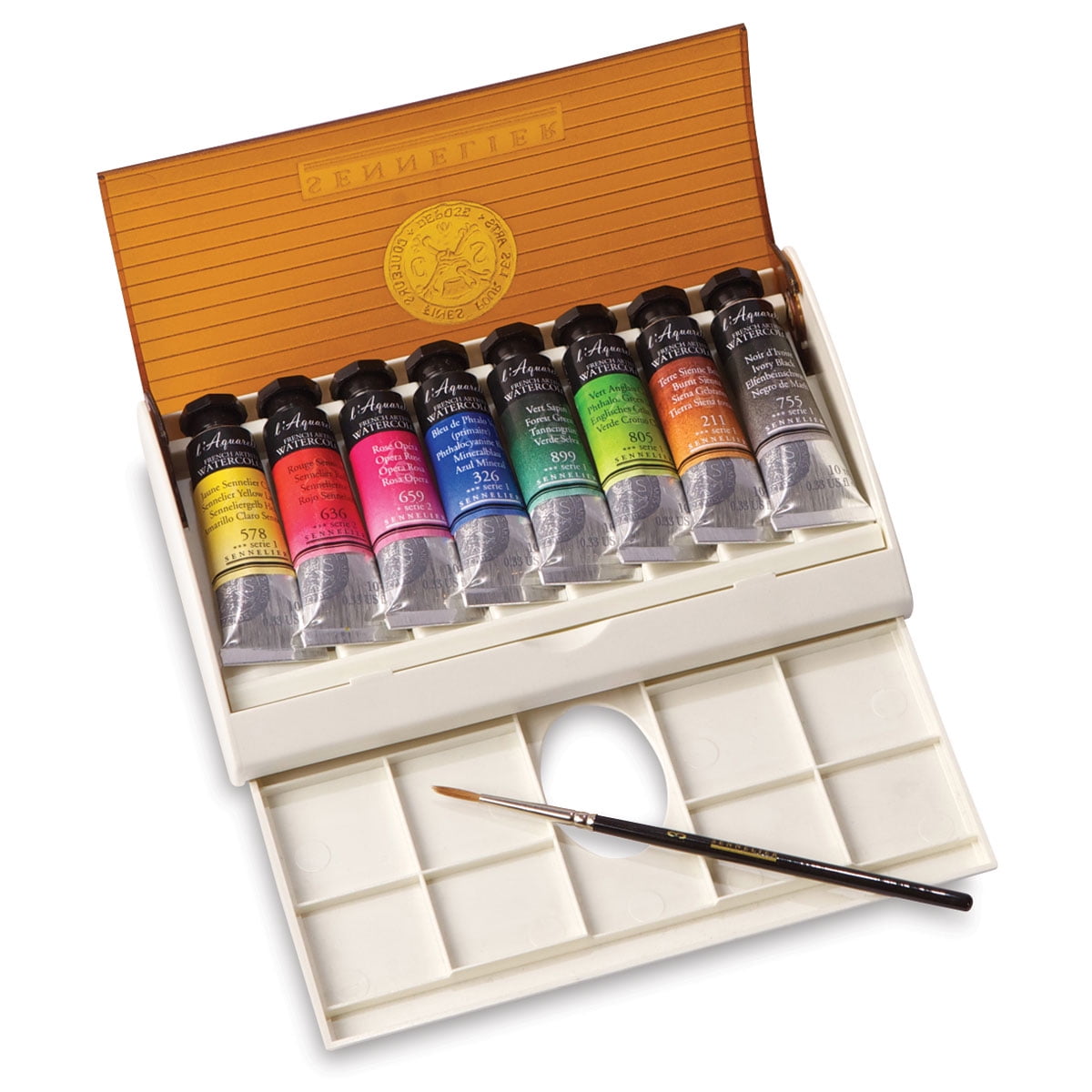 Sennelier French Artists' Watercolor Set Travel Set, Set of 8 colors, 10 ml tubes