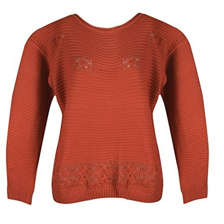 Hand Spun Knit - Peach Couture Womens Winter Hand Crocheted Long Sleeve Knitted Sweater
