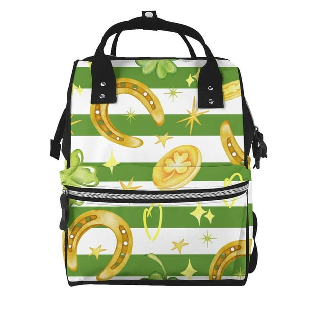 Fotbe Watercolor St Patrick Day Mochila Maternidad - Lona de Sarga Impermeable, Mochila de Pañales de Gran Capacidad con Múltiples Bolsillos y Correas Ajustables