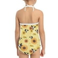 thumbnail image 5 of FOR U DESIGNS Sunflower Cow Halter Neck Swimsuit for Beach Wear Dance Ballet Gymnastics Leotard Training Bodysuit Yellow One Piece Bathing Suits for Kids Teens 5-6, 5 of 6