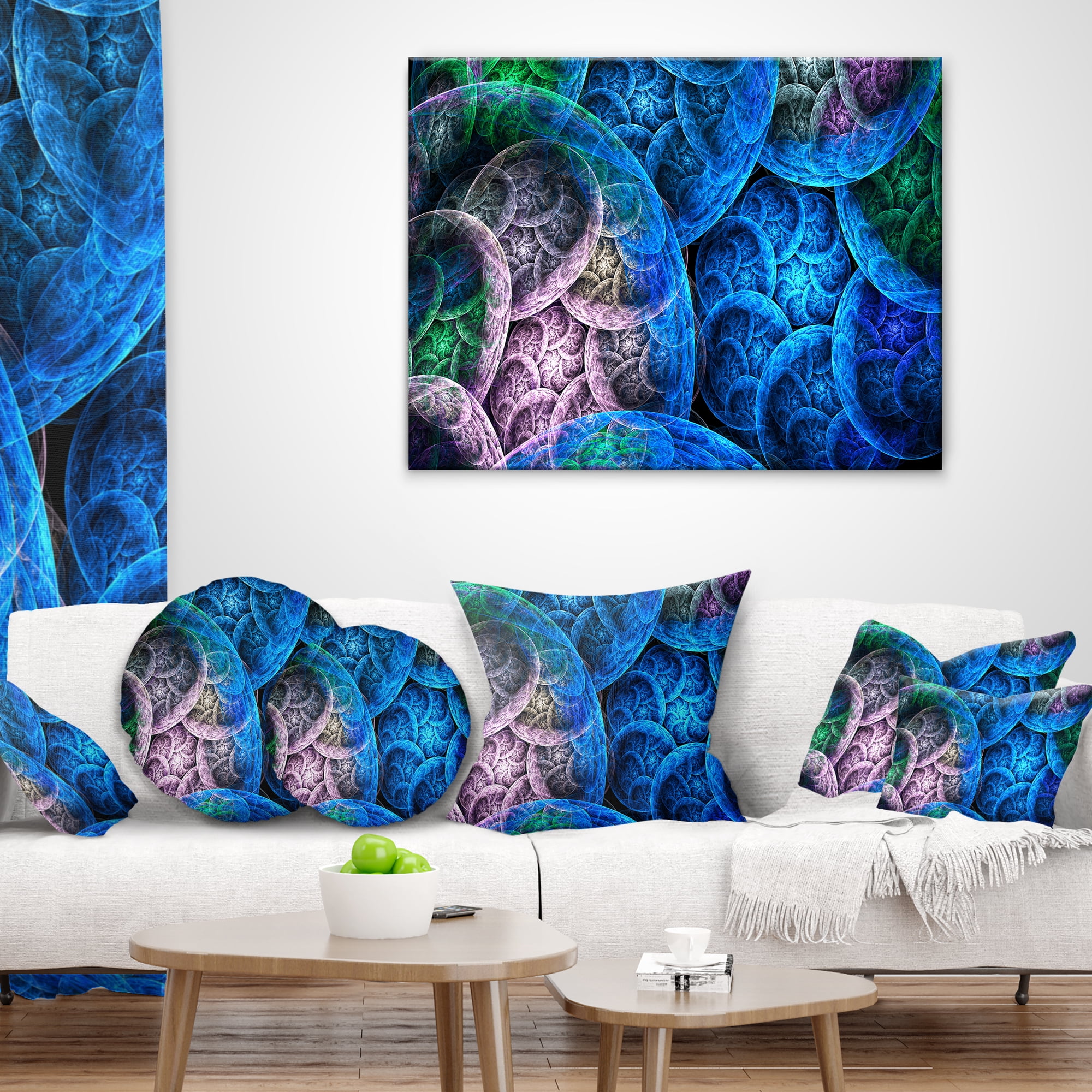 Designart Dramatic Colorful Fractal Clouds - Abstract Throw Pillow - 16x16