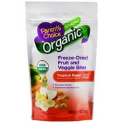 (3 Pack) Parent's Choice Organic Freeze-Dried Fruit and Veggie Bites, Tropical Blend Toddler Food, 1oz