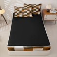 thumbnail image 4 of Homewish Watercolor Checkered Zipper Twin Comforter Sets with Fitted Sheet and 2 Pillowcases,Vintage Aesthetic Zipper Bedding Set,Brown,Black Reversible,4pcs, 4 of 8