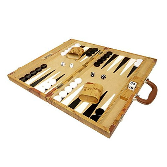 18-inch Luxurious Map Backgammon Set - Brown Board