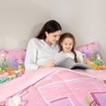 thumbnail image 5 of Manfei Cute Axolotl 7-Piece Twin Bedding,Monogrammed T Print Bedding Comforter Set,Pink,Pink Reversible, 5 of 7