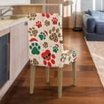thumbnail image 4 of COEQINE Reusable Dining Room Chair Slipcovers 6-Pack, Stretch Machine Washable Covers Protect from Spills & Pet Hair, Universal Fit for Most Dining Chairs, Christmas Paw Leopard Print, 4 of 7