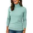 thumbnail image 4 of Dwralegc Women's Turtleneck Sweater Sweaters Wool Oversized Knitted Pullover Warm Casual Hem Fall Winter Sweater Light Green 2XL, 4 of 4