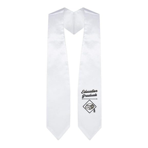 Endea Graduation White Education Graduate Stole/Sash with Classic Tips