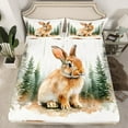 thumbnail image 2 of Manfei Cute Rabbit Twin Sheet Sets for Girls, Cartoon Woodland Animal Twin Fitted Sheet, Green Pine Tree Flat Sheet, Ultra Soft Home Decor 3 Pieces, 2 of 7