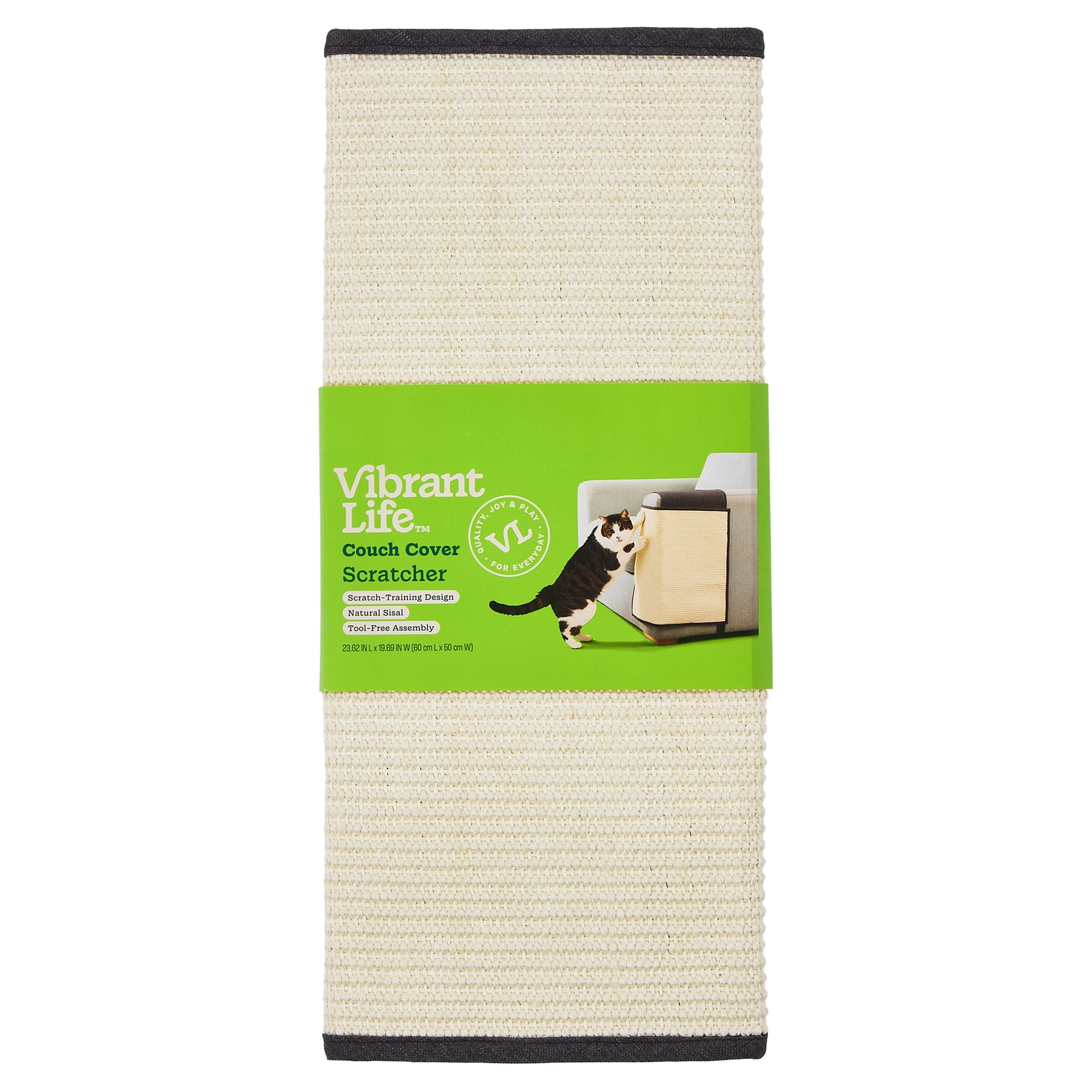 Vibrant Life Sisal Cover Cat Scratcher for Couch Left Side, White, 23.62" x 19.69"