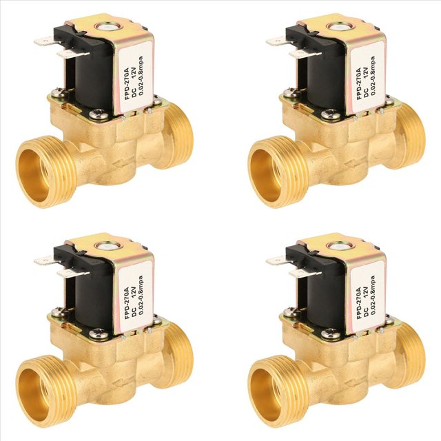 4X Electroválvula de Solenoide Eléctrica de Latón G3 / 4 para Agua 12V Cc Normalmente Cerrada Enchufe de la UE