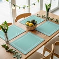 thumbnail image 5 of Pure Light Cyan Placemats for Dinning Table Set of 6, Simple Solid Color Burlap Kitchen Place Mats Waterproof Cloth Table Mats, Indoor Outdoor Placemats Easy Clean Dinner Decor, 5 of 8