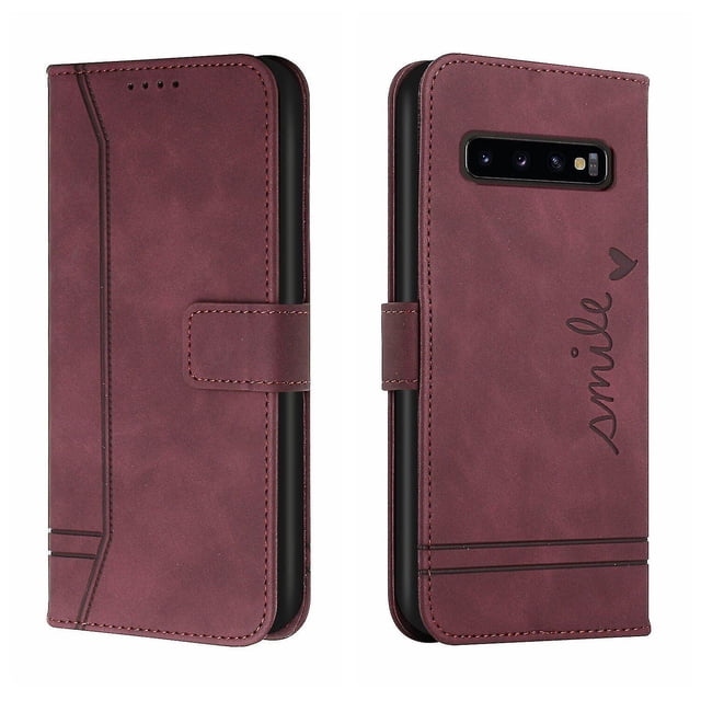 Funda con tapa estilo vintage para Samsung S10 Plus, ranura para múltiples tarjetas, protección total, estilo retro, material PU+TPU