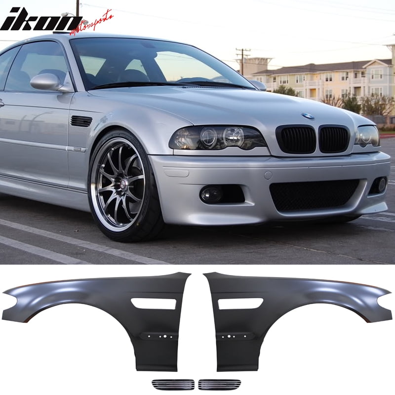 Compatible with 0204 BMW E46 3 Series 4D M3 Style Metal Fenders