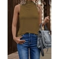 thumbnail image 5 of DuoJiaJ Tank Tops For Women High Neck Summer Tops Casual Pleated Sleeveless Shirts Women’s Casual Tops Brown, 5 of 5