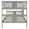 thumbnail image 4 of Wood Low Bunk Bed, Full over Full Bunk Bed Frame with Ladder and Full-Length Guardrail Convertible into 2 Separate Beds Bunk Bed Frame for Boys Girls Adults Noise Free, No Box Spring Needed, Gray, 4 of 7