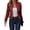Red, variant on Xinsrenus Women's Faux Suede Cropped Jacket Double Breasted Stand Collar Coat Fashion Vintage Blazer Jacket