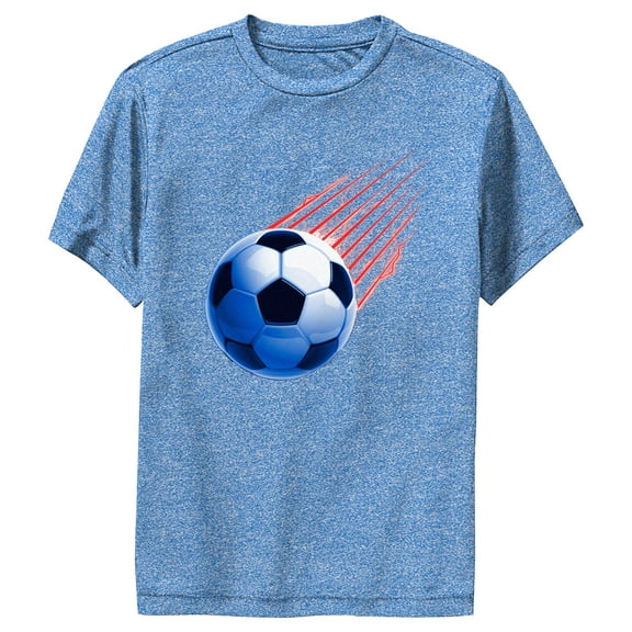Boy's Lost Gods Soccer Ball Speed  Performance Graphic Tee Royal Blue Heather Small