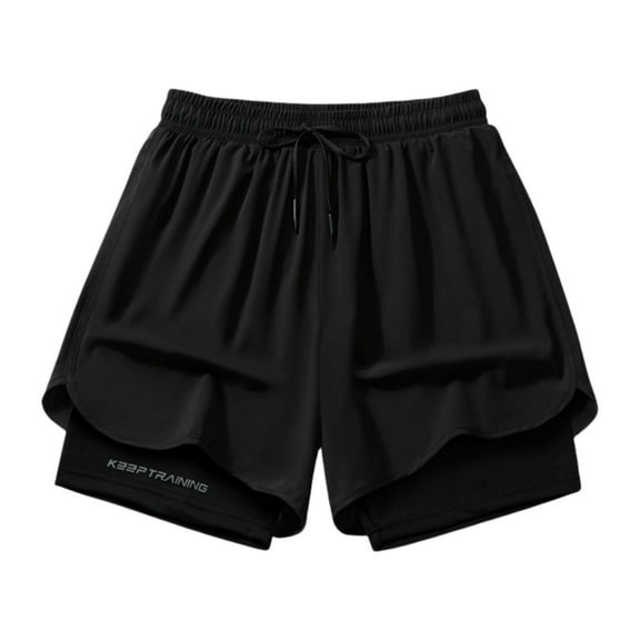 BOOMNY Men's Shorts Solid Color Elastic Waist Drawstring Double Lined Shorts For Man Soft Loose Fit Summer Workout Shorts Comfy Mens Dailywear