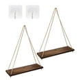 thumbnail image 1 of Ensemble de 2 Étagères Suspendues en Bois pour Mur, Étagère Murale Suspendue, Étagères pour Plantes de Fenêtre, Étagères Flottantes en Bois Étagère Triangulaire en Corde pour Plantes Suspendue Rustique pour Salon Chambre Salle de Bain Cuisine, 1 of 7