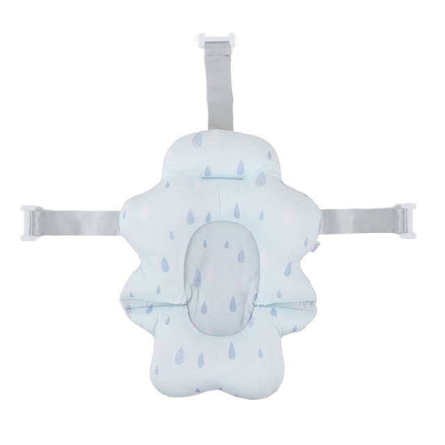 Asiento de baño para bebé, universal, flotante, plegable, suave y cómodo, alfombrilla de apoyo para bañera de bebé para baby shower, color azul agua