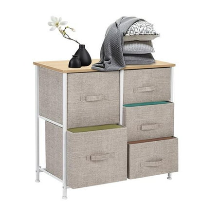 Dresser Storage Tower With 5 Fabric Drawer Steel Frame Storage