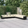 thumbnail image 1 of vidaXL 9 Piece Garden Lounge Set with Cushions Poly Rattan Black, 1 of 4