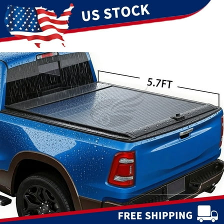 5.7FT Truck Bed Retractable Hard Tonneau Bed Cover For 2009-2024 Dodge RAM 1500