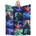 thumbnail image 2 of Wolf Blanket Colorful Wolf Fleece Throw Blanket Fuzzy Plush Super Soft Cozy Warm Wolf Stuffed Animal Decor Cool Wolf Blanket Gifts for Boys Girls Kids Adult Men Women 50"X40", 2 of 6