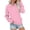 Pink, variant on Women's Solid Color Button Front Lapel Collar Pocket Sweatshirt, Long Sleeve Pullover Crewneck Top for 2025 Fall Winter Fashion, Plus Size Casual Wear and Daily Comfort Blackish Green XXL