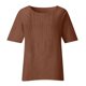 thumbnail image 3 of Camisas de Manga Larga para las Mujeres Túnica de Cuello Tripulado de Color Sólido de Ajuste Suelto, Camiseta de Trabajo de Manga Media, 3 of 4