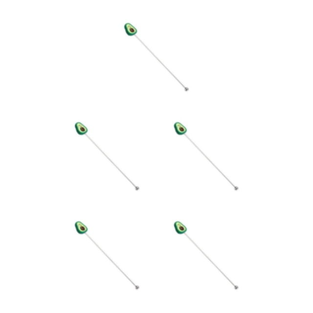 Bearachild Agitador Swizzle Mixing Stick Beber Varilla agitadora Mezclador Silicona Fruit Head Barra de mango largo Herramienta Fiesta Aguacate Type2 NO2