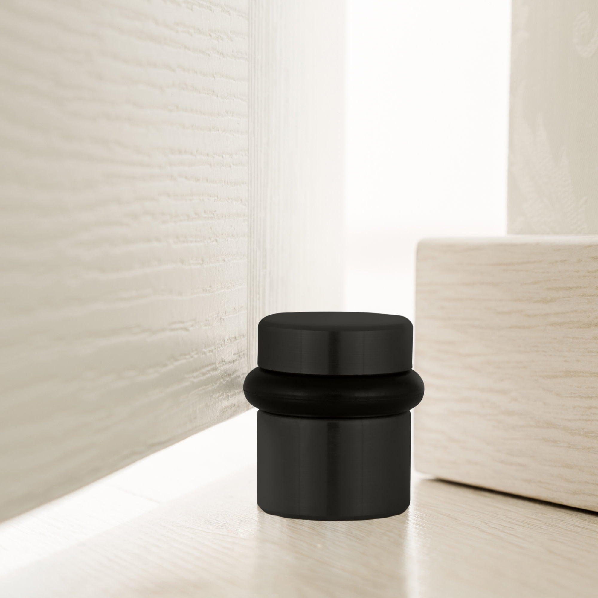 Design House 2-Pack Modern Cylindrical Floor Mounted Door Stops with Rubber Bumper, Oil Rubbed Bronze